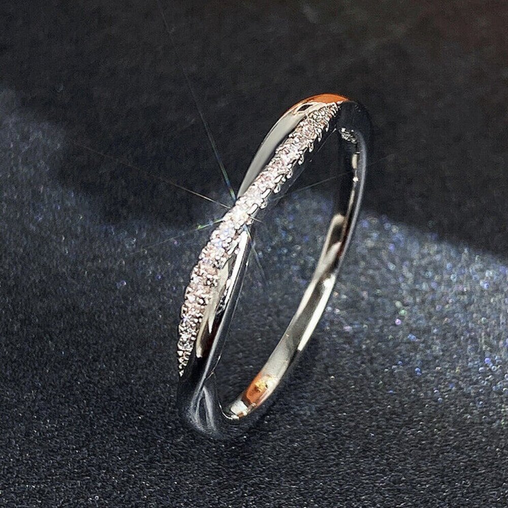 💥 925 Silver Plated Round Rectangle Diamond CZ Rings For Women, HA4568-6